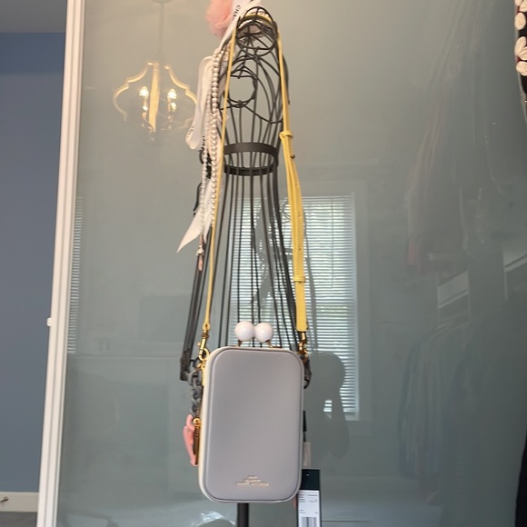 Marc Jacobs The Vanity Peach & Gray Crossbody Bag with Crossbody + Wrist Strap - Picture 10 of 14